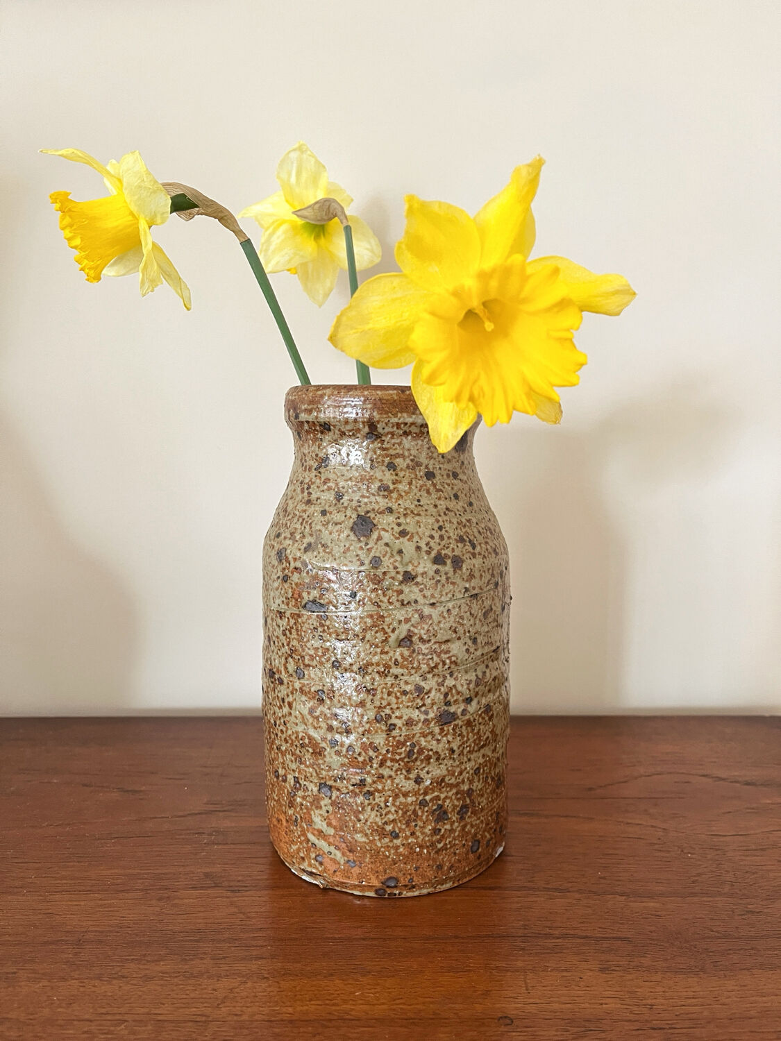 Vintage straight vase in pyrite stoneware