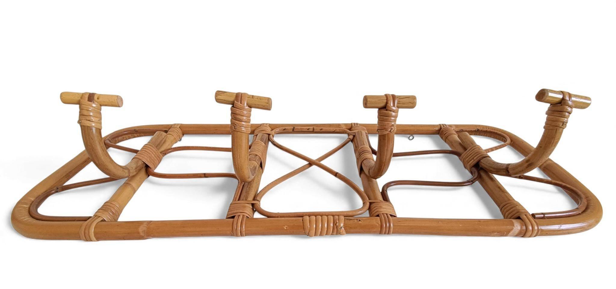 Mid-Century Extra-Large Bamboo & Rattan Coat Rack, Tito Agnoli Style