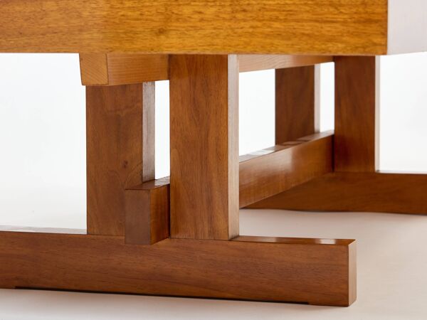 Grand table basse moderniste en chêne bois pétrifié ardoise 1960Grand table basse moderniste en chên