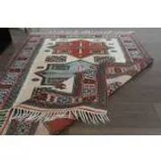 1960's Vintage Turkish Milas Handmade Wool Cotton Area Rug 130x180