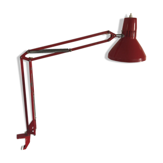 Lampe d'architecte Ledu 70cm rouge ponceau vintage 1960