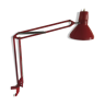 Lampe d'architecte Ledu 70cm rouge ponceau vintage 1960