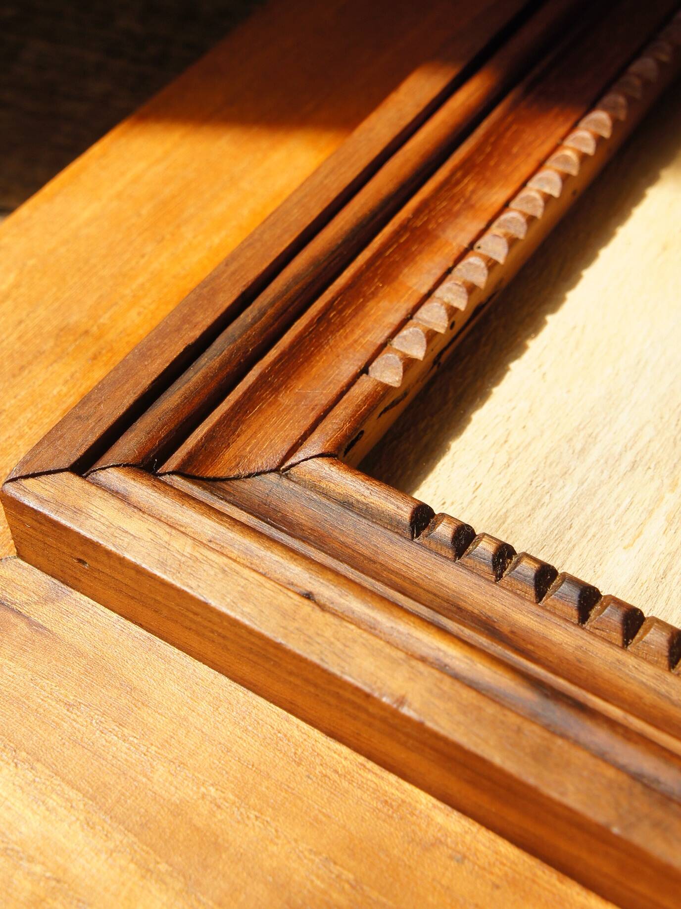 Old “diamond point” frame in solid wood