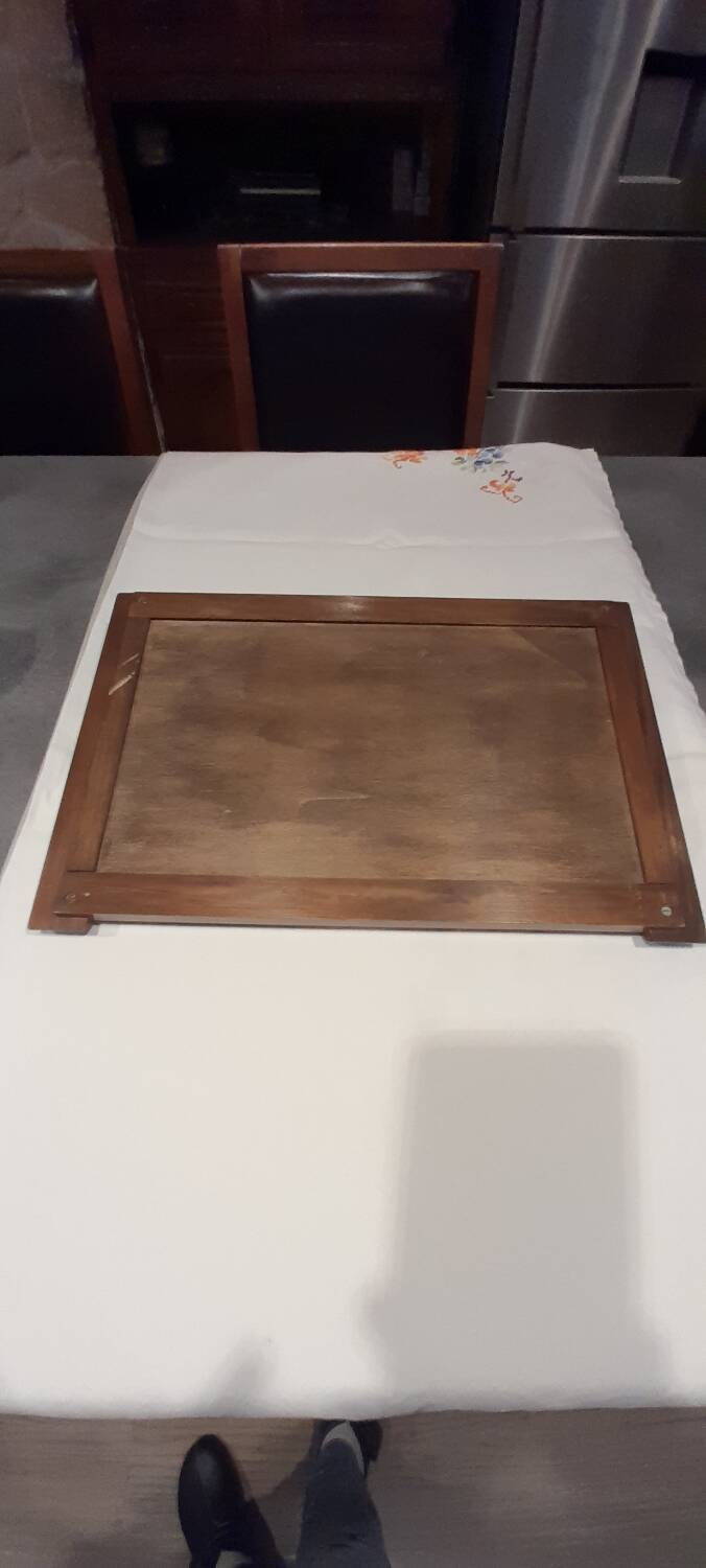 Painted wooden tray. Art Deco, signed Dope