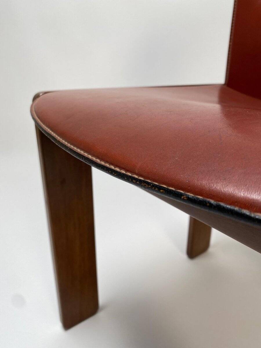 Set of Leather 121 Chairs by Afra & Tobia Scarpa for Cassina, 1967