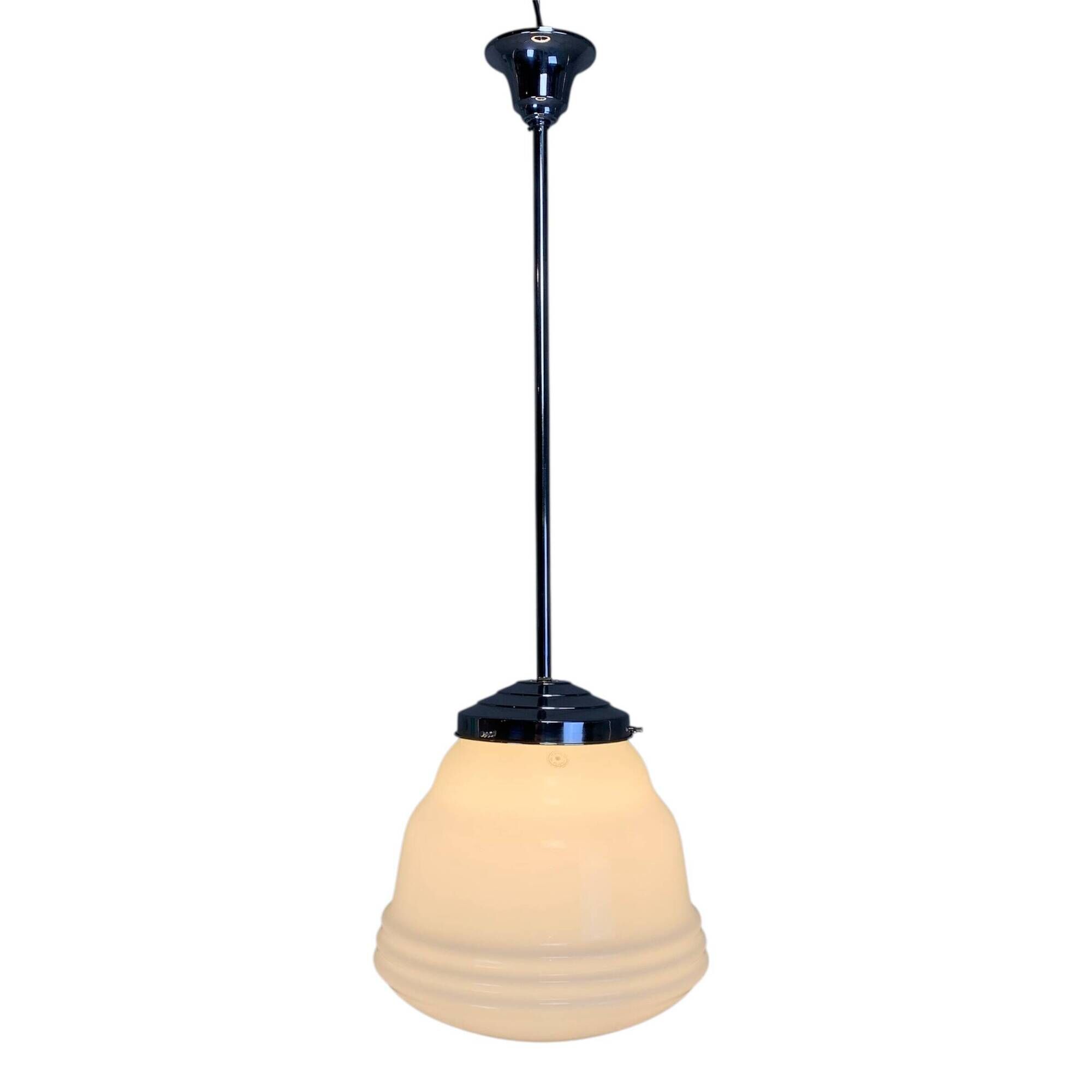 Art Deco suspension with opaline lampshade, Val St Lambert, 1930s