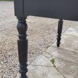 Antique patinated bistro farmhouse table, one drawer
