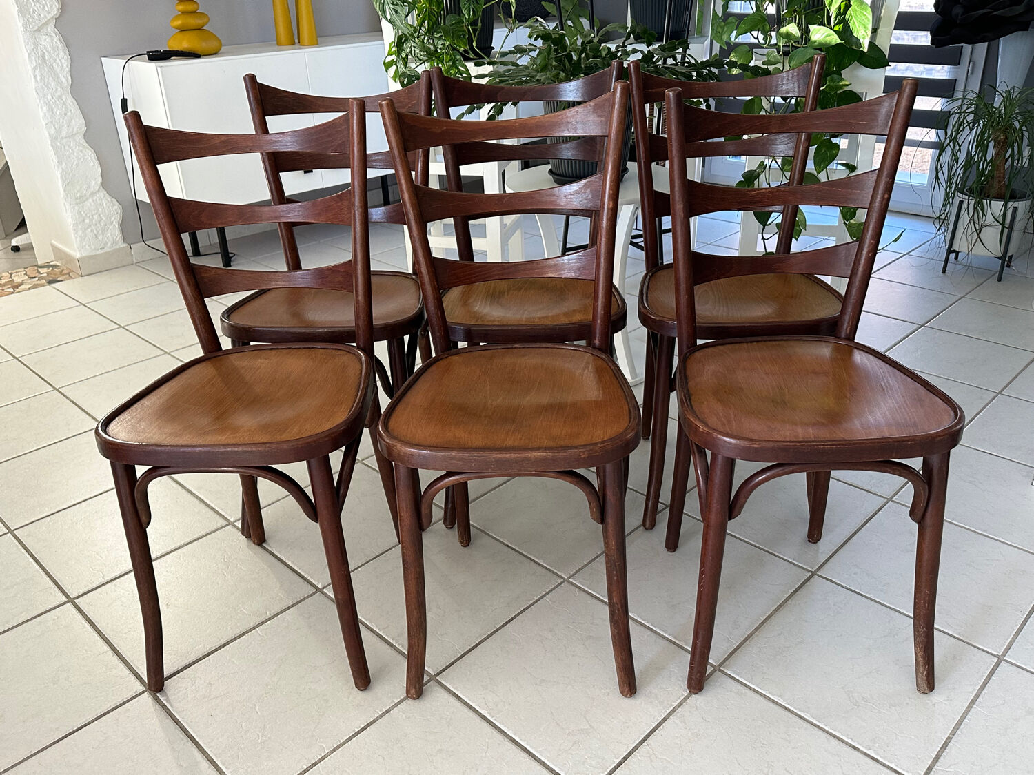 Suite 6 chaises de Bistrot vintage années 1960