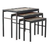 1960s Nesting tables with stone tops from the Netherlands