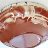 large round dish jatte salad bowl glazed terracotta blue cream