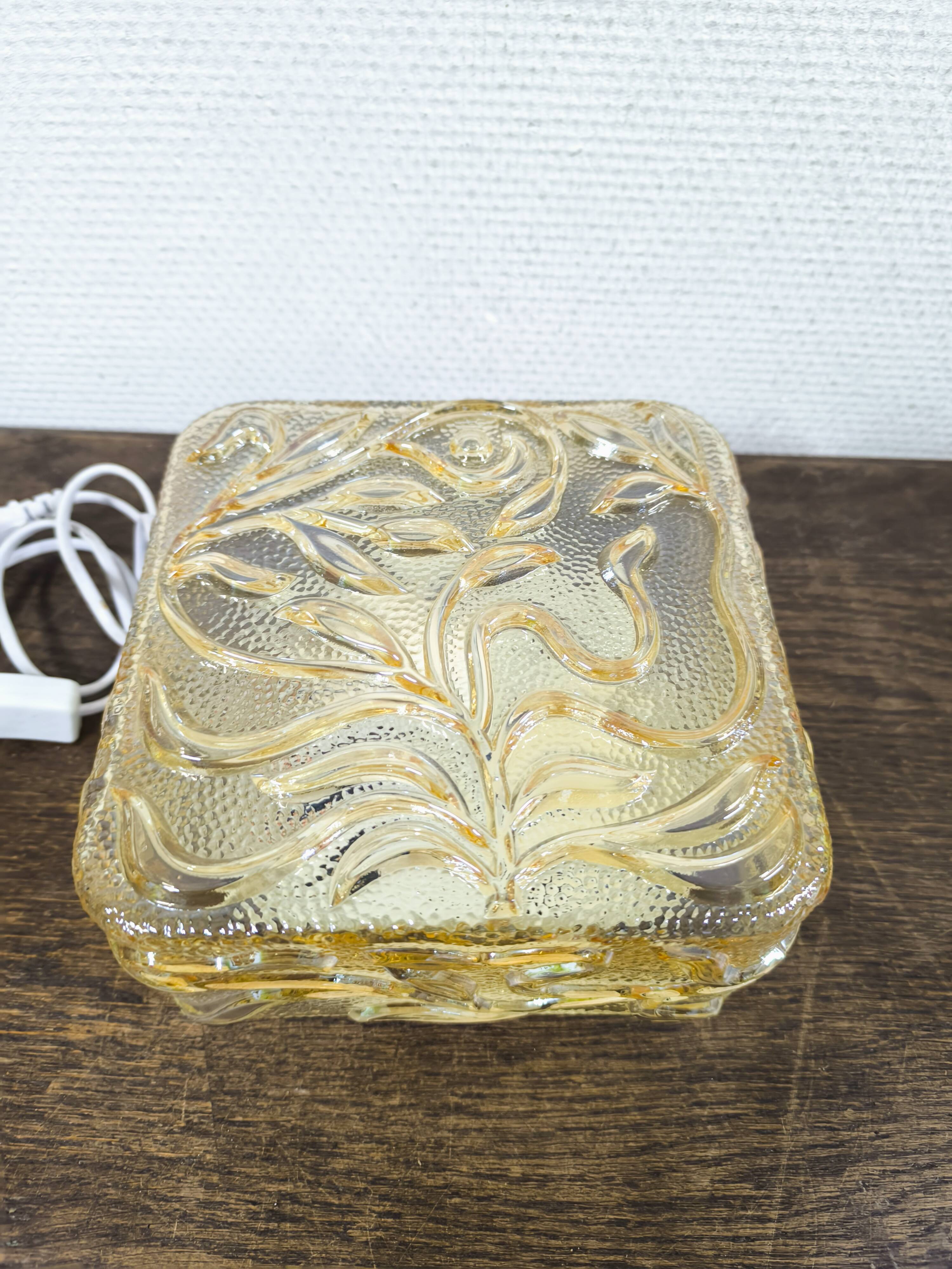 Amber glass wall lamp vintage flowers