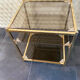 End of sofa 3 trays in smoked glass and brass-frame 70 year