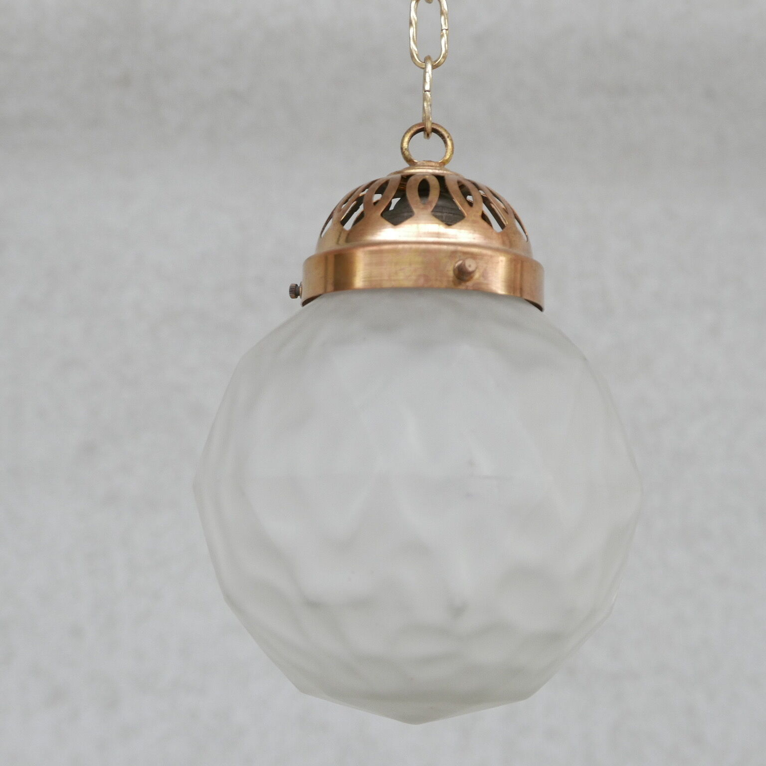 Brass and etched glass french pendant light