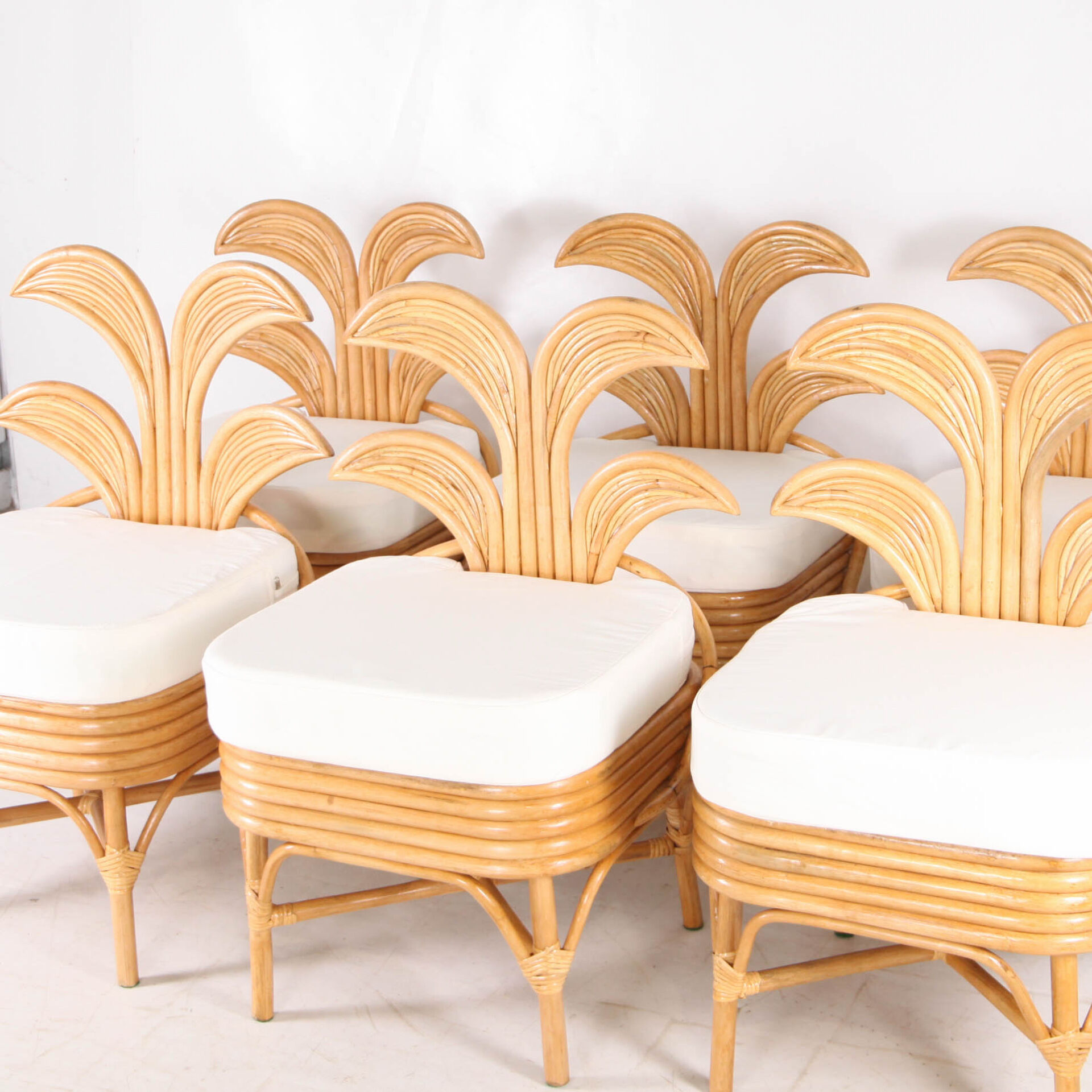 Set of 6 rattan chairs "palm tree"