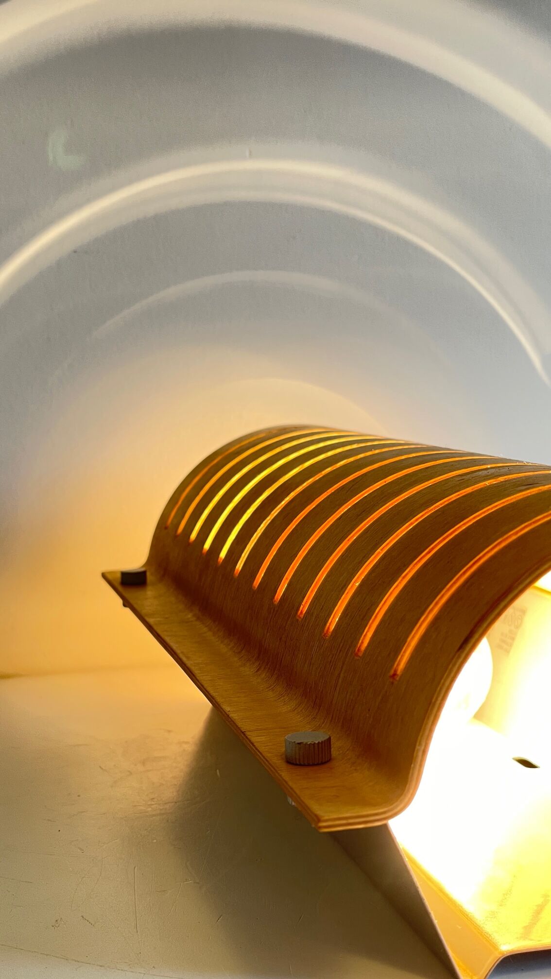 Vintage ikea bent wood and steel wall light