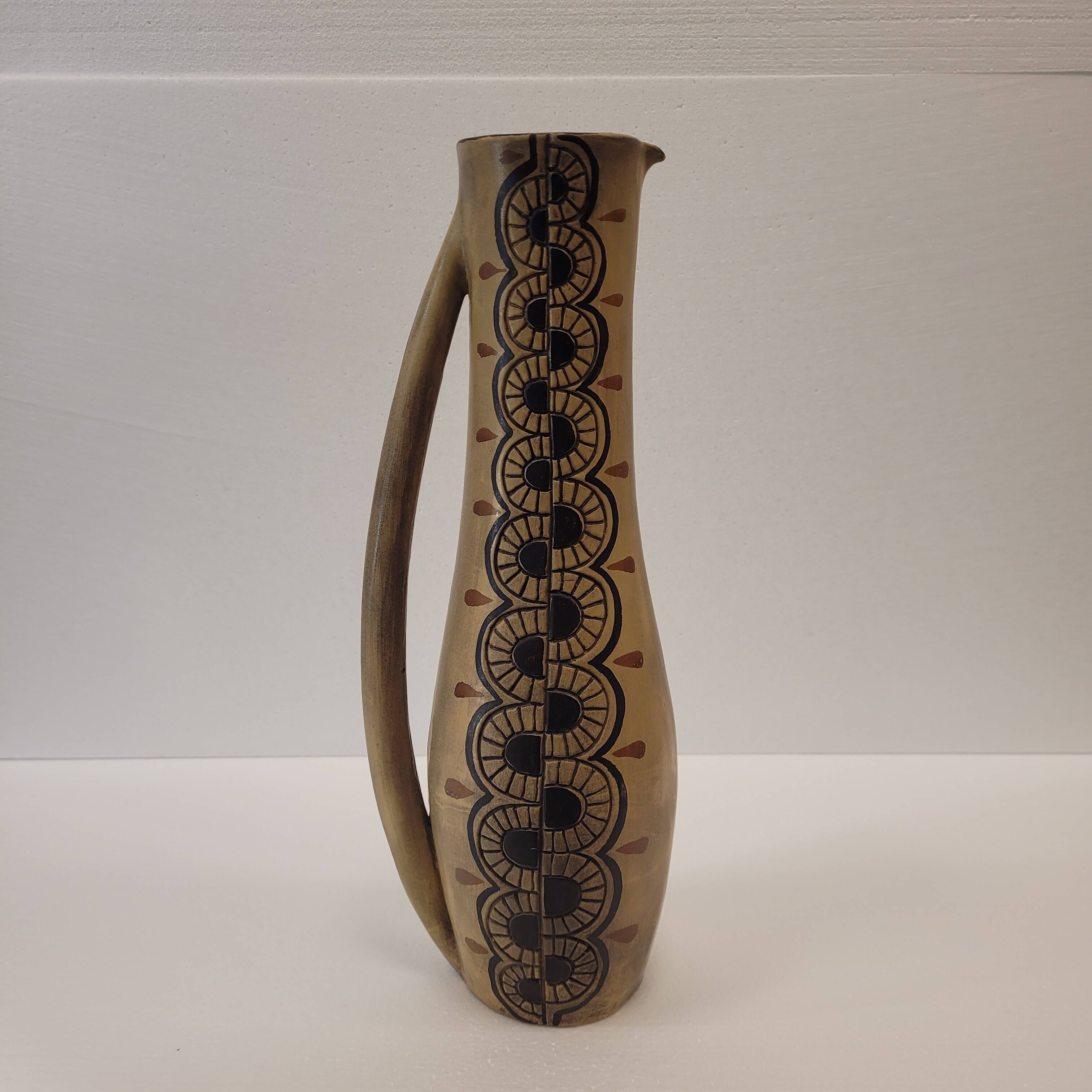 Jarrón / Jar in ceramic, Tribal style, 70's - France