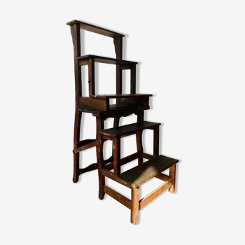 Stepladder chair in old wood
