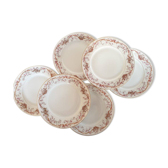 Old flat plates model "Pastoral" porcelain of Vierzon A.Hache and Co. manufacture en