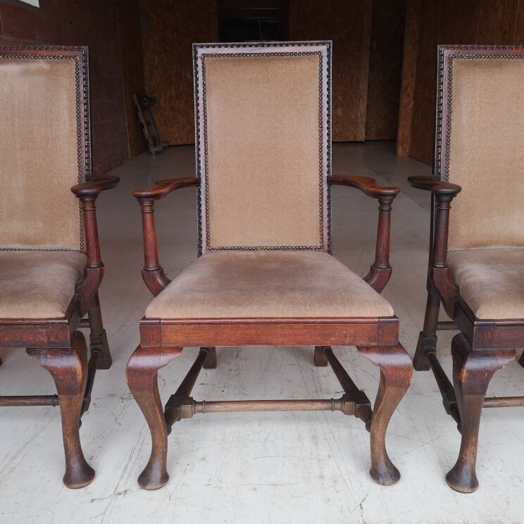 3 fauteuils chippendale en chêne massif, XIXème siècle
