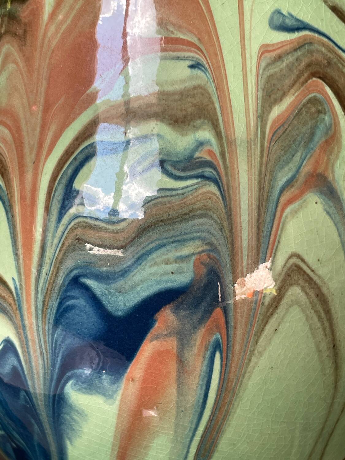 Vintage flamed glazed terracotta vase