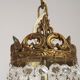 French Empire Style 3 Light Bronze Montgolfier Crystal Basket Chandelier