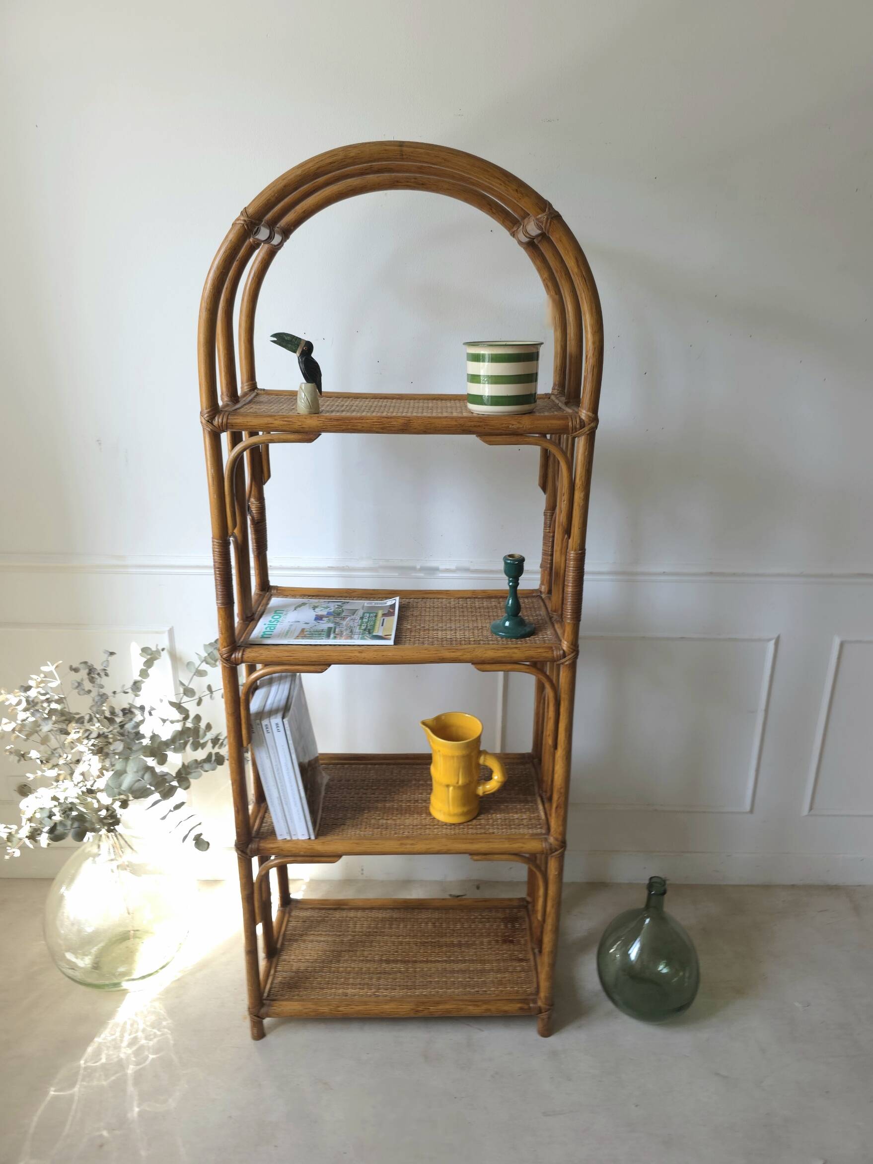 Vintage rattan shelf