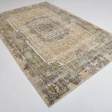 7x10 Turkish Cream & Green Persian Rug, 209x319Cm