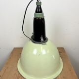 Industrial soviet light green enamel pendant lamp, 1960s