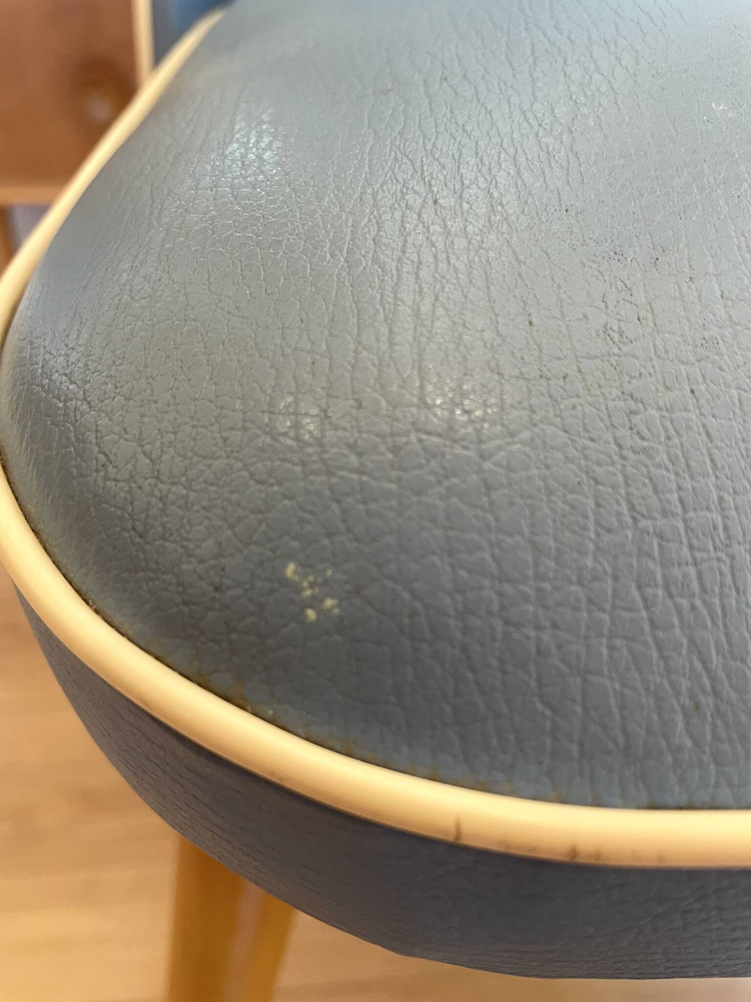 Vintage 1950s Chair Pair – Blue Faux Leather & Compass Legs (Guaric Style)