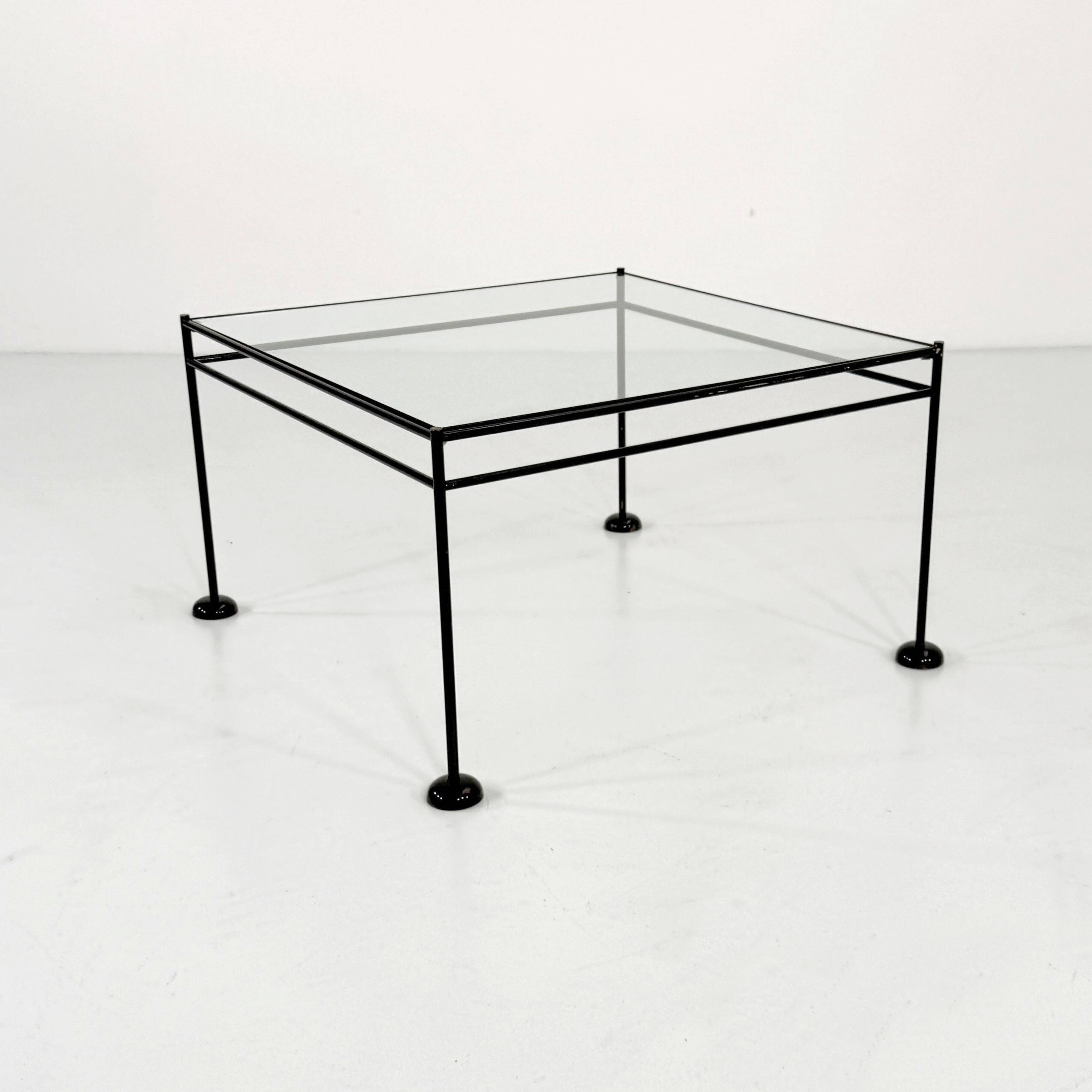 Postmodern light blue glass and metal coffee table by gamma, 1980