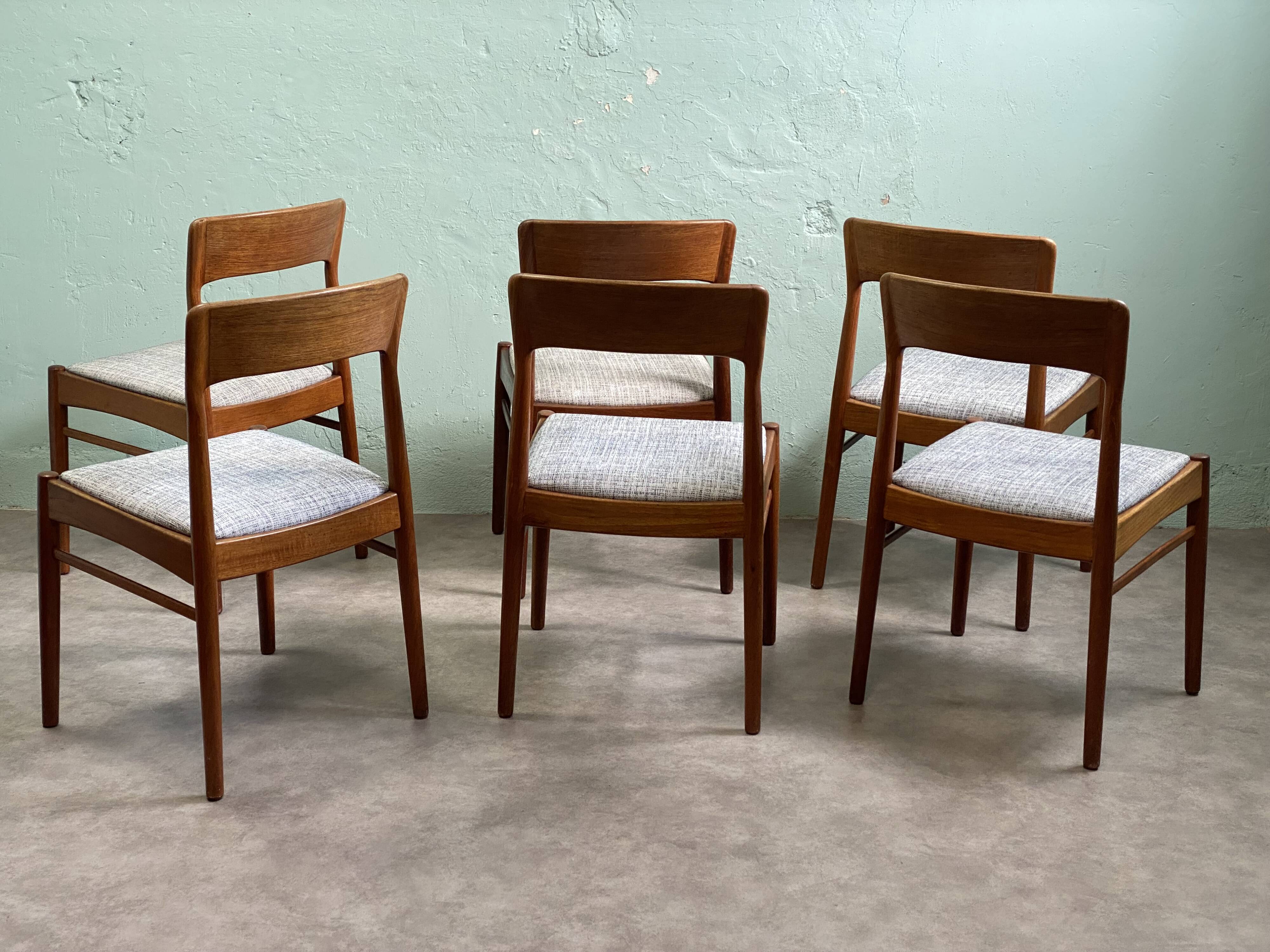 6 Danish chairs by Henning Kjaernulf in teak.