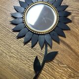 Vintage 70s: sunflower mirror marked and signed on the back / chaty vallauris am