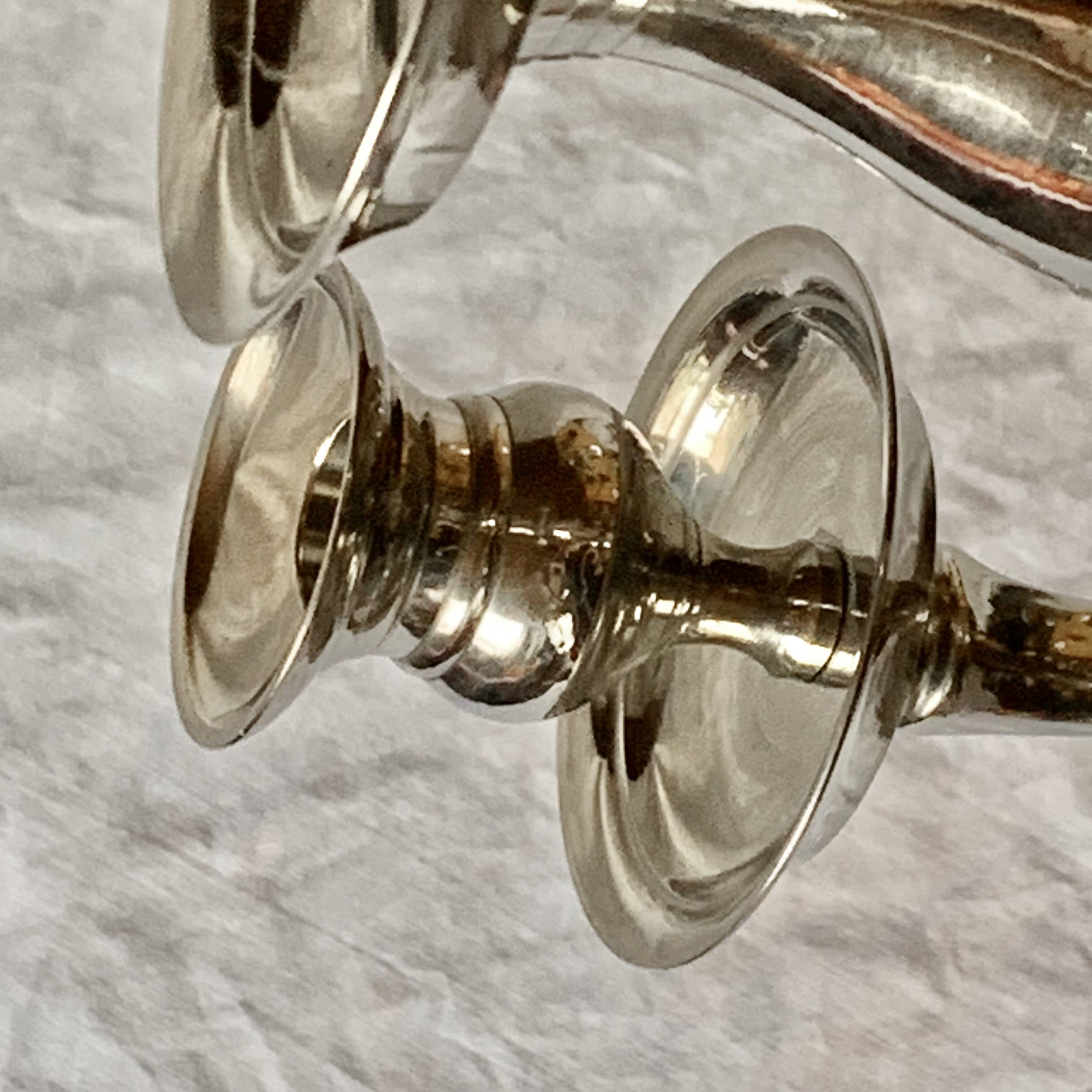 Antique large five-armed chrome-plated steel candlestick - 76cm