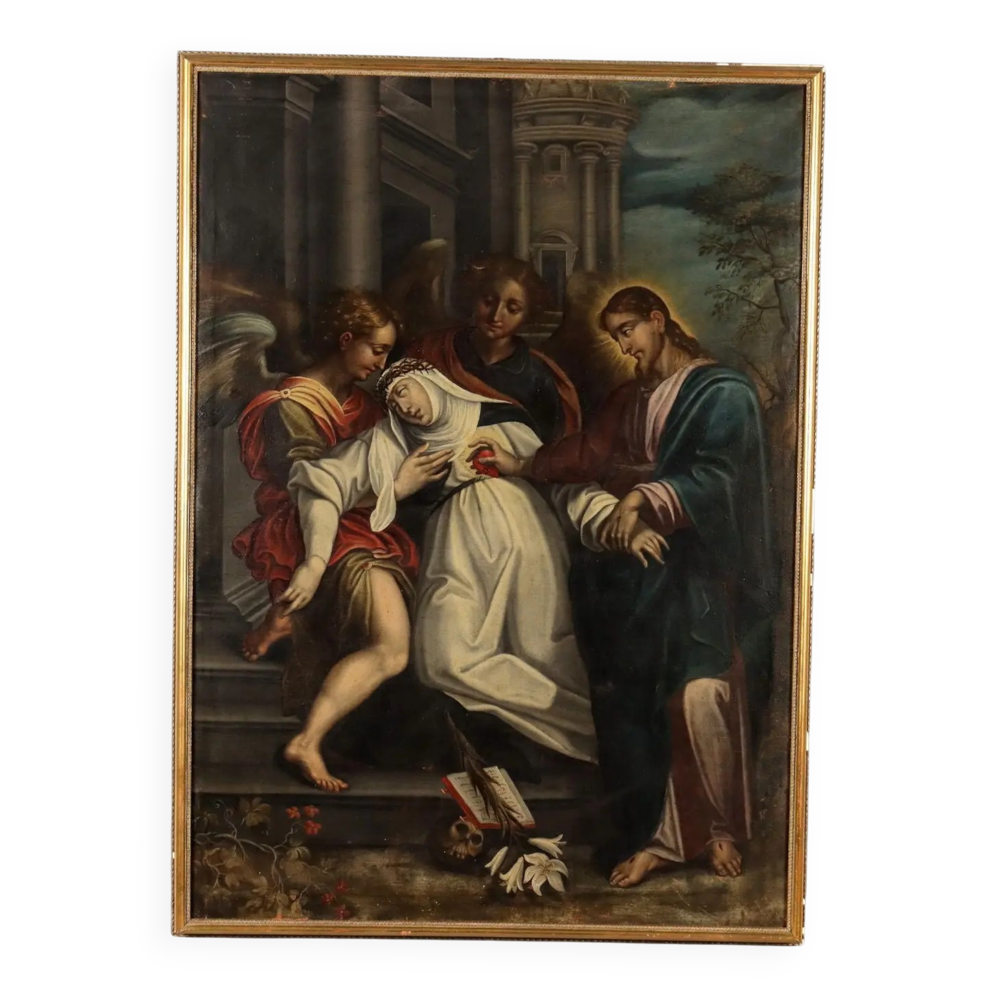 Ancient painting "Ecstasy of Saint Catherine of Siena" 17th century
