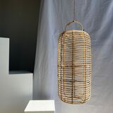 Large lantern-shaped rattan pendant lamp H50 D24