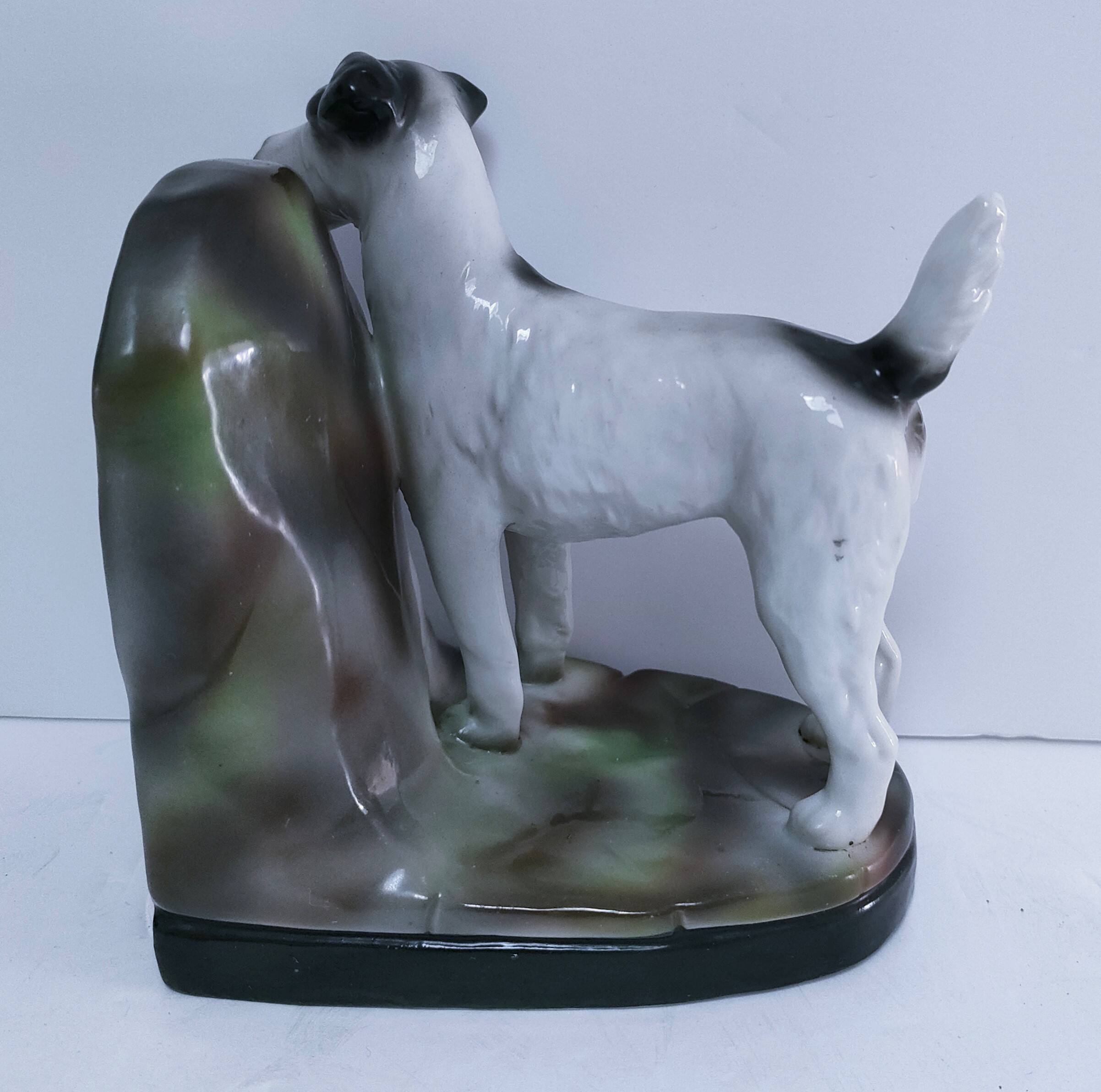 polychrome numbered porcelain fox terrier early 20th century