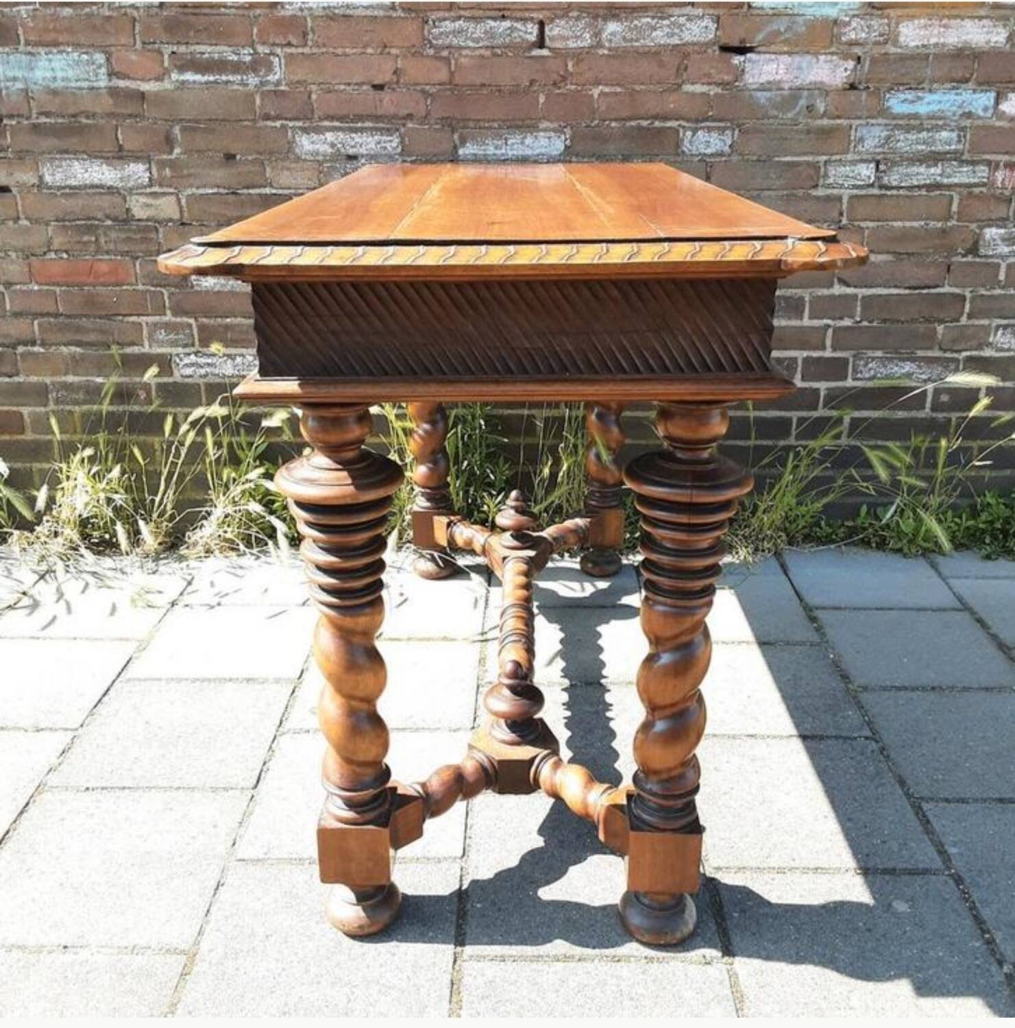 Unique antique Italian wooden hall table / narrow dining table