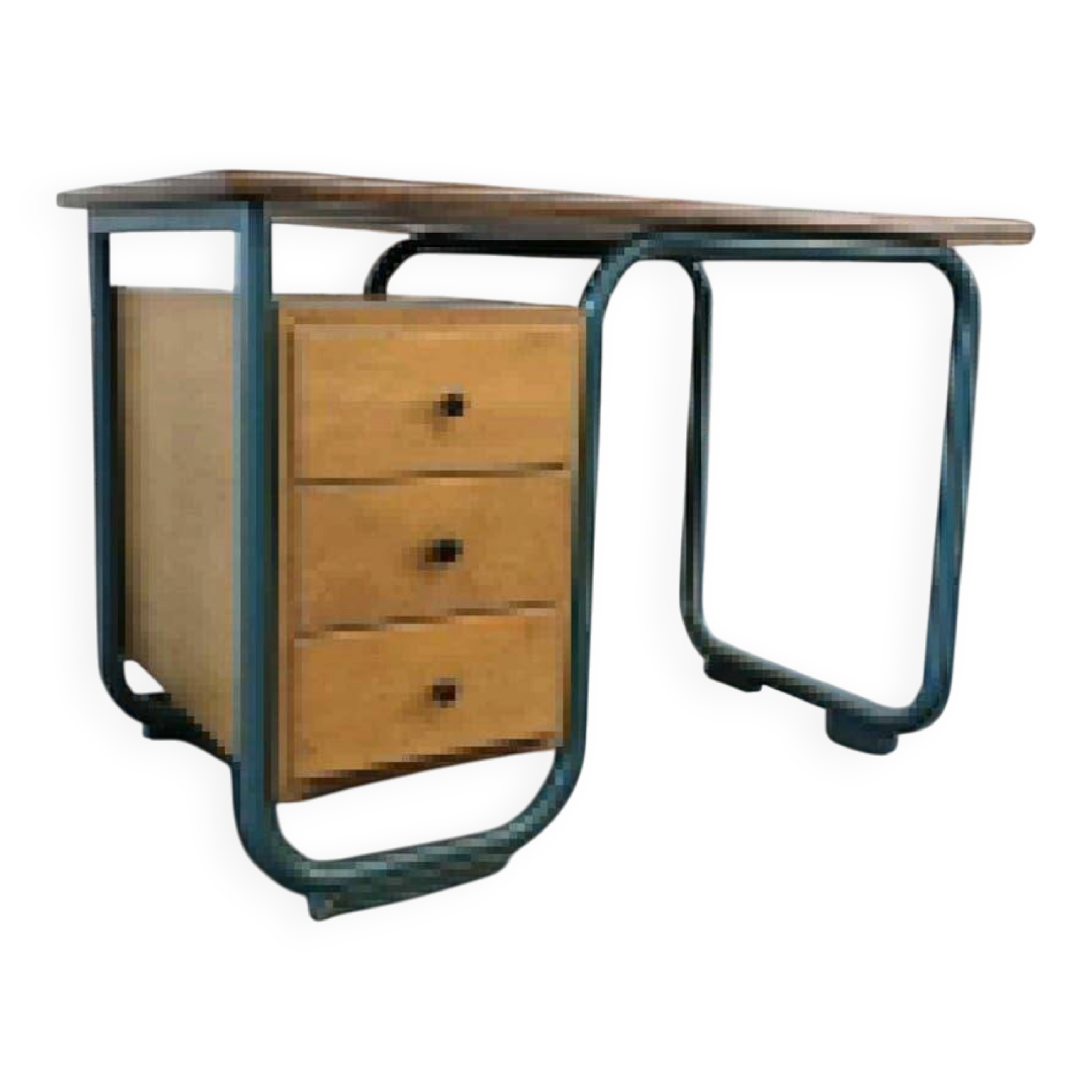 Curved vintage industrial desk / Bauhaus desk