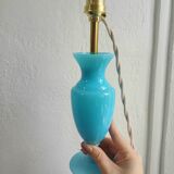Blue Opaline Glass Table Lamp, 1970s