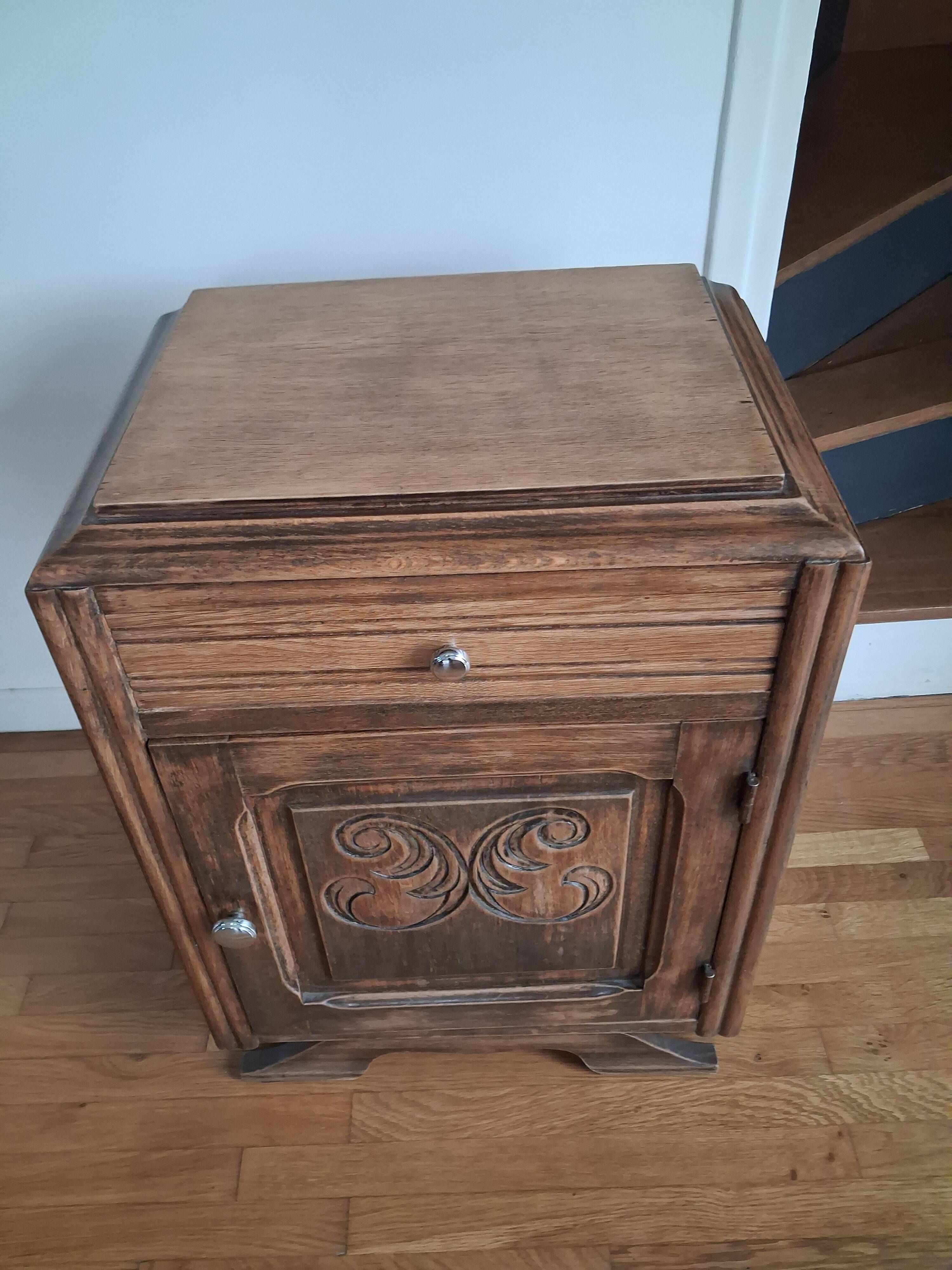 Solid oak bedside table