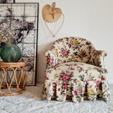 Antique flowered toad armchair
