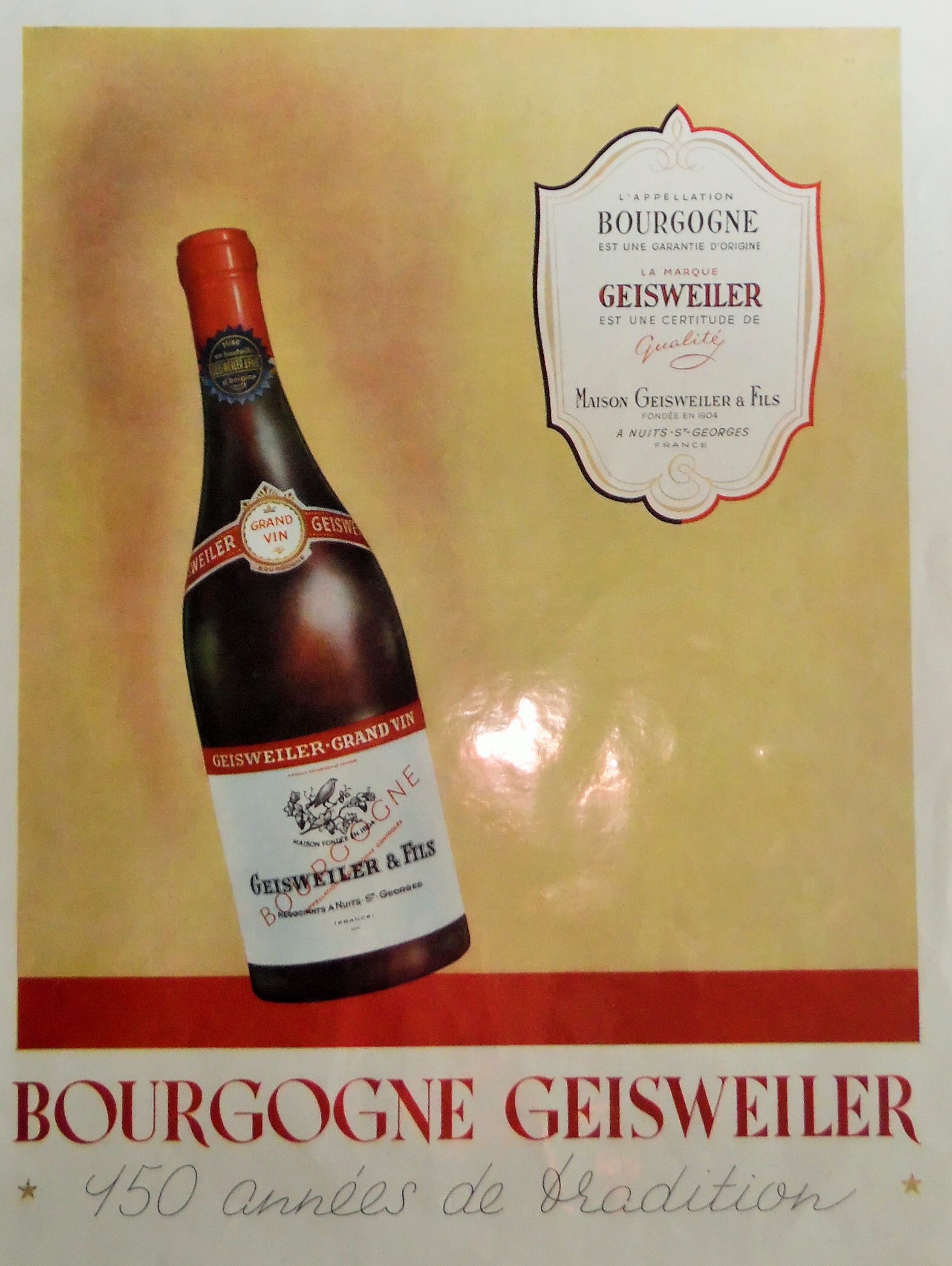 Publicité bourgogne des années 1950