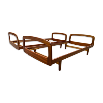 Paire de lit scandinave en teck vintage  1960