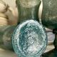 6 BIOT stemmed glasses in blue bubbled glass