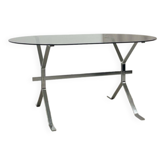 Chrome / smoked glass dining table
