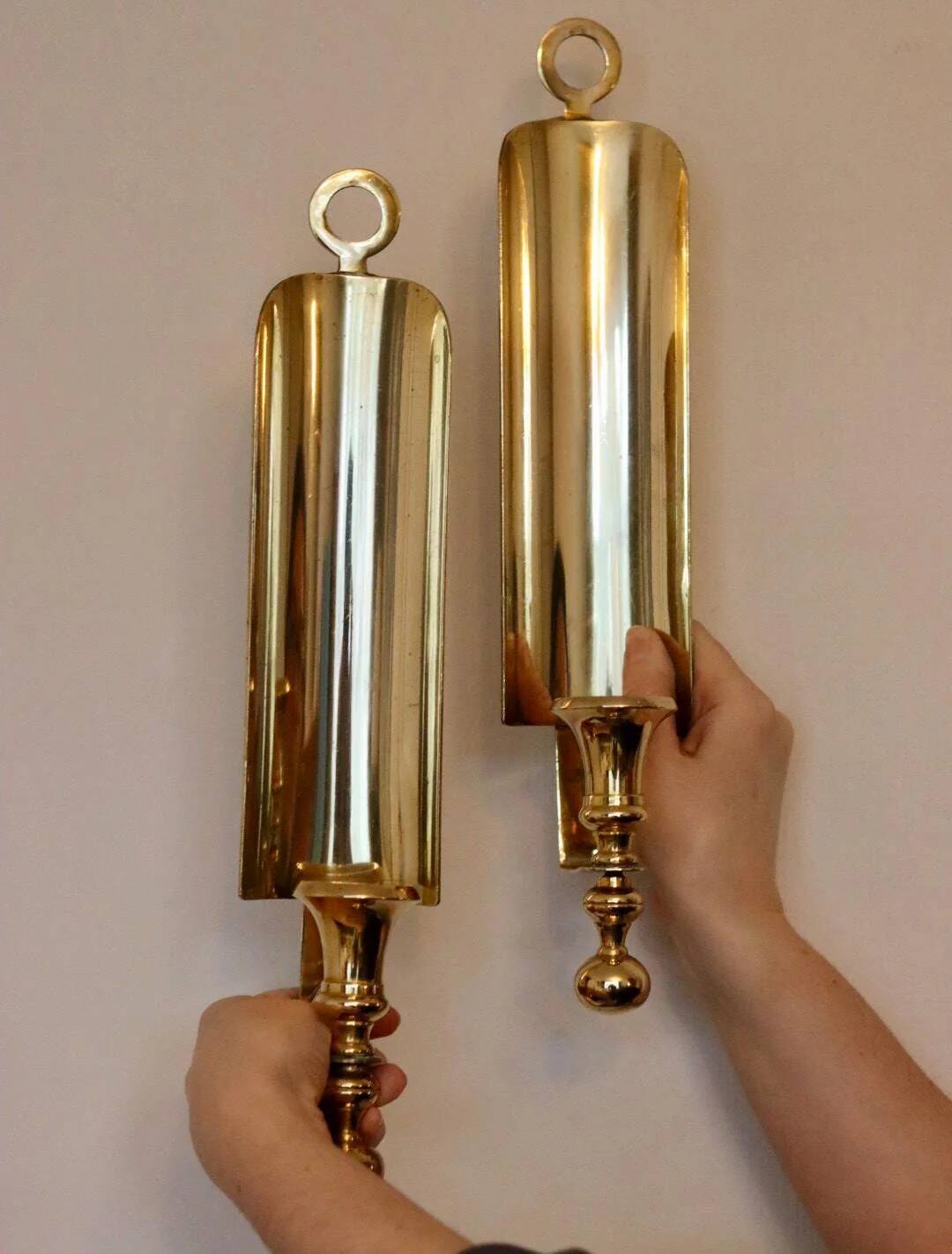 Pair of mid-century Swedish brass sconces