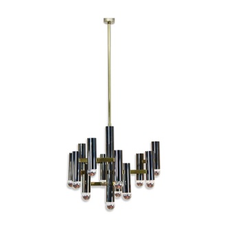 Sciolari chandelier in brass and black pearl