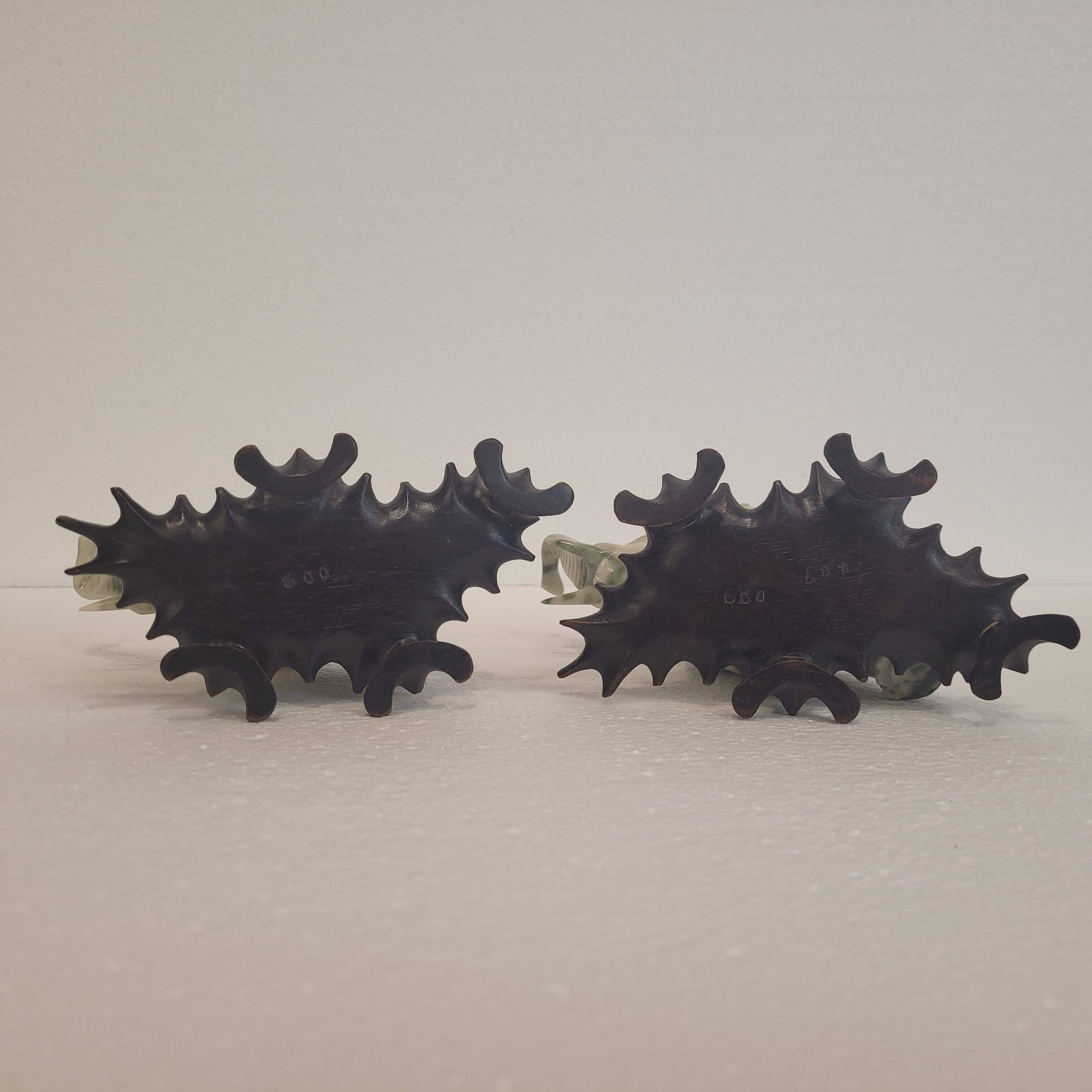 Pair of elephant paperweights, veined marble, 80s - France