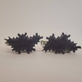 Pair of elephant paperweights, veined marble, 80s - France