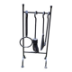 Old Black Wrought Iron Fireplace Servant - 4 Tools